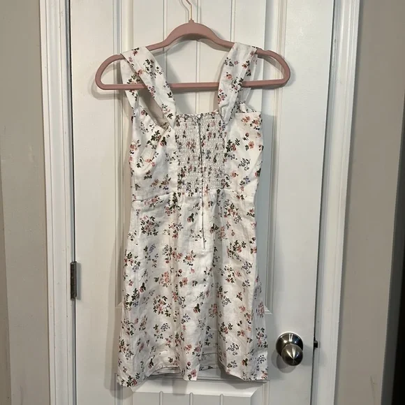 Reformation Sanford Linen Dress Size 4 White Floral - Picture 5 of 10